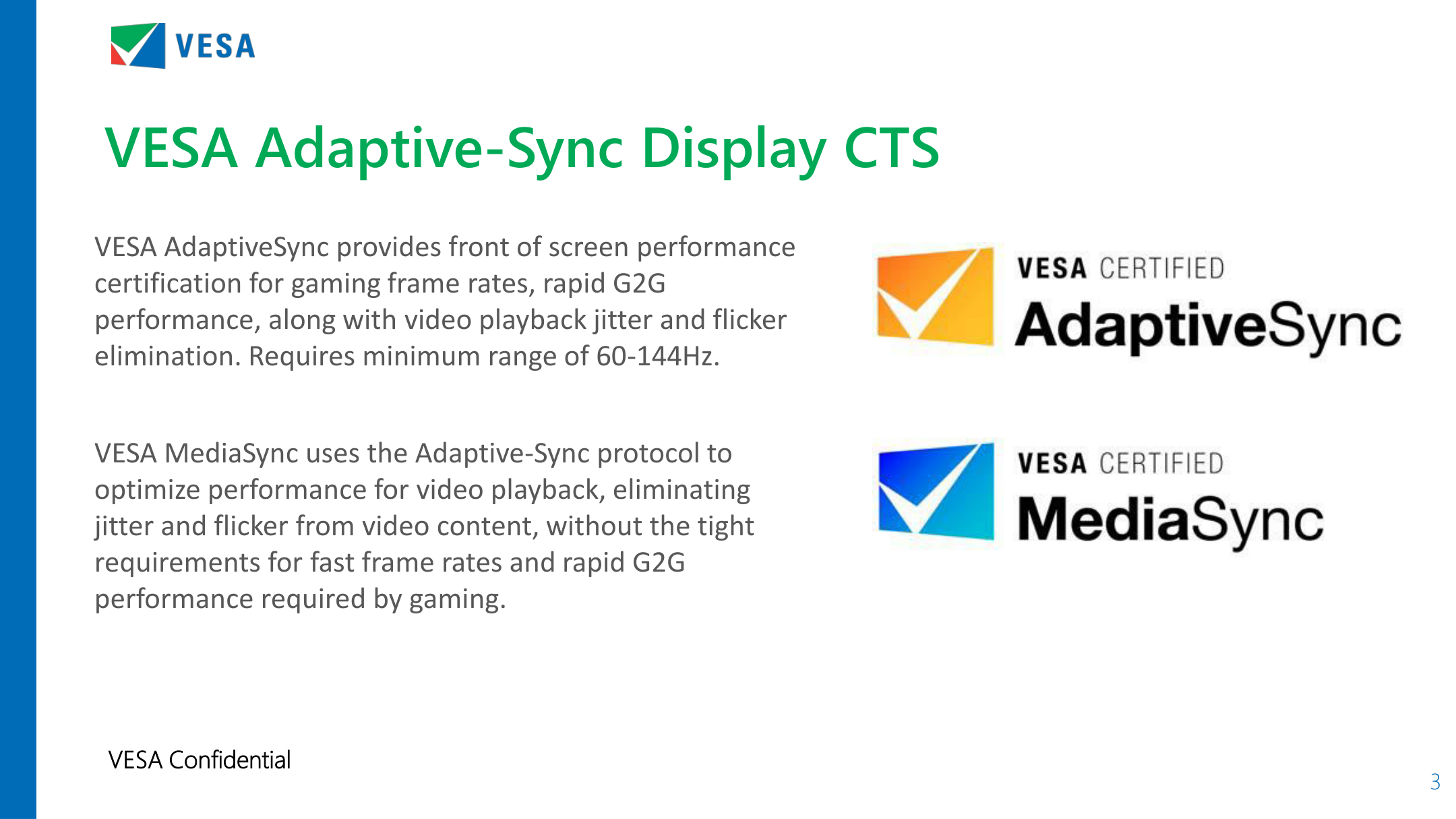 VESA Launches Variable Refresh Display Performance Standards